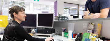 a person talking to another person